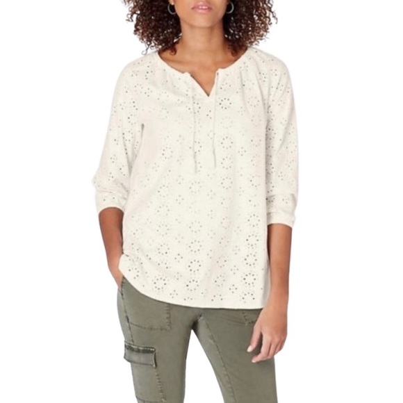 NWT J Jill Eyelet Tie Front Tunic - Picture 2 of 10